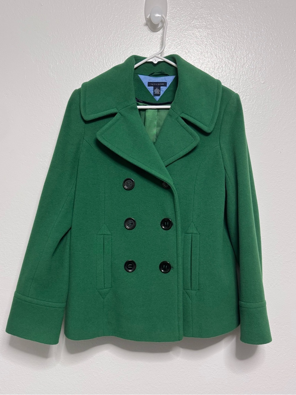 Tommy Hilfiger Emerald Green Double-Breasted Pea Coat